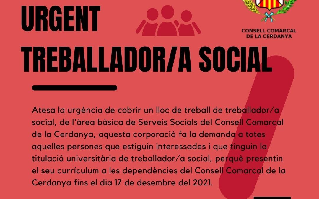 Contractació urgència treballador/a social