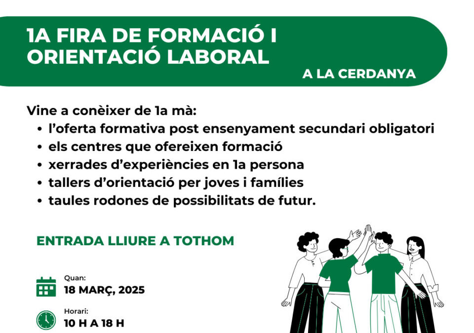 El Consell impulsa la 1a edició de PROJECTA’T CERDANYA, la fira de formació i orientació laboral per al jovent de la comarca.
